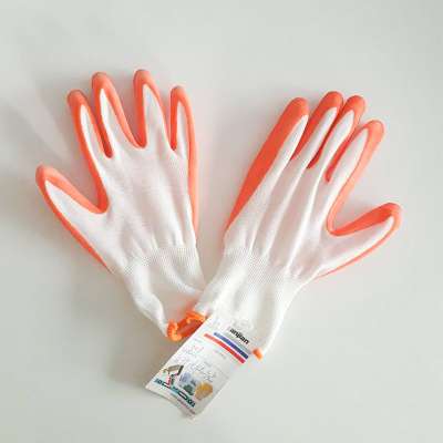 2014 hot selling 3/4 industrial yellow nitrile cotton gloves cotton knitted safety glove for workers 6116920000