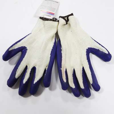 Sanjian blue smooth palm rubber cotton gloves heavy duty cotton work gloves