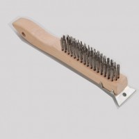 2014 the newest style welding steel wire brush with scraper wooden handle SJIE3031