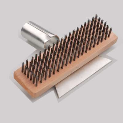 2014 the newest High grade US style file brush wire brush with scraper wooden handle SJIE3034