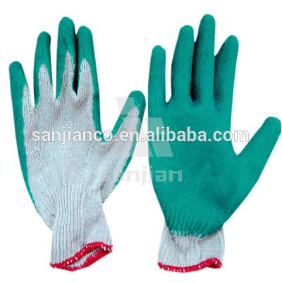 cheap wholesale price Latex coated cotton glove 10 gauge one thread flat finished coating latex examination gloves