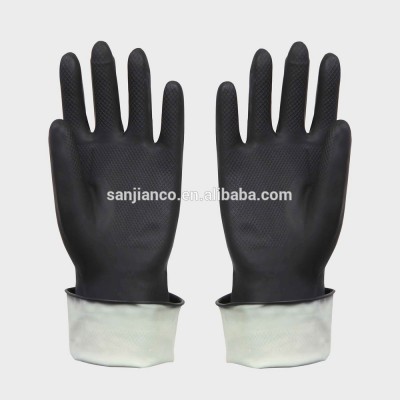 black orange Industrial Latex Glove/safety black latex glove